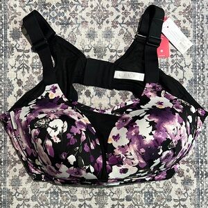 Livi Active Purple and Black Floral Sports Bra